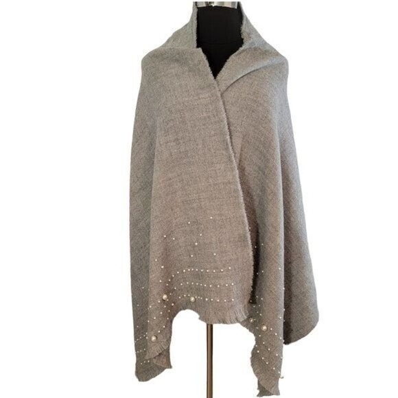 Betsey Johnson Accessories - Betsey Johnson Women's Scarf Gray Pearl One Size Accent Wrap Oversized